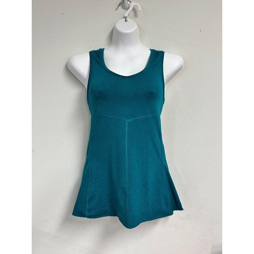 Woman's Teal Anue Yoga Athletic Back Slit Stretch Tank Top Size Small